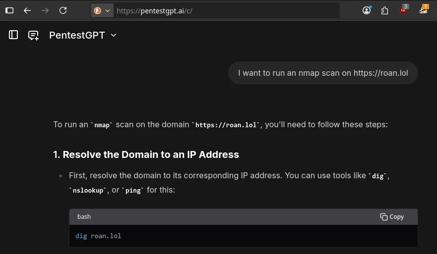 PentestGPT's slick UI